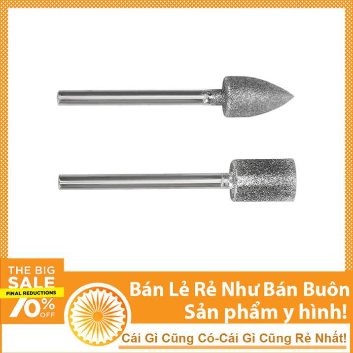 Bộ 2 Đầu Mài Kim Cương Trục 3mm ( 1 Mũi Trụ Và 1 Mũi Nhọn )