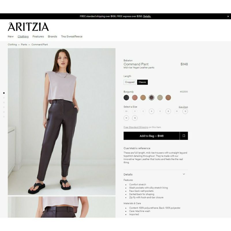 Quần tây da Babaton Command lưng cao 82690 82688