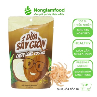 Dừa Sấy Giòn Nông Lâm Food snack healthy  túi 45g.