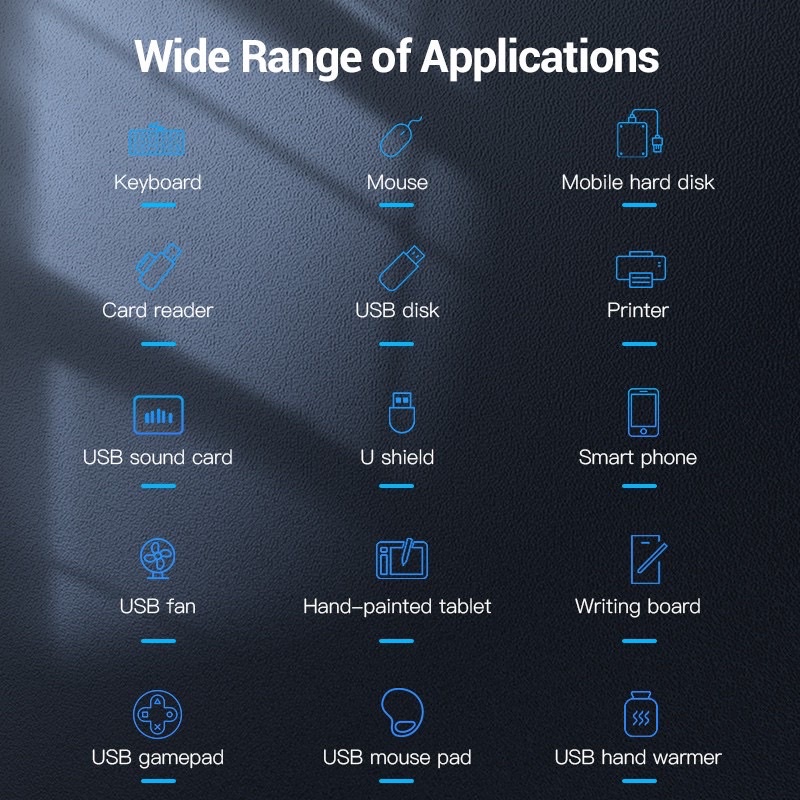 HUB Chia Cổng USB 3.0 VENTION Vỏ Nhựa ABS Dành Cho PC Laptop HDD