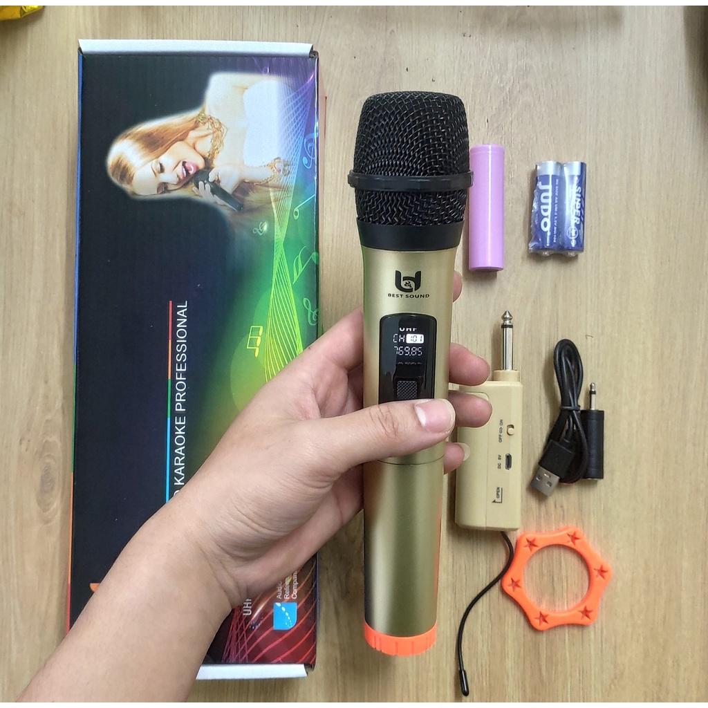 [FREESHIP] Bộ micro Không dây Karaoke BEST SOUND V-W003A Chính hãng cao cấp (1 Tay Mic)- Chuyên dụng amply, loa kéo