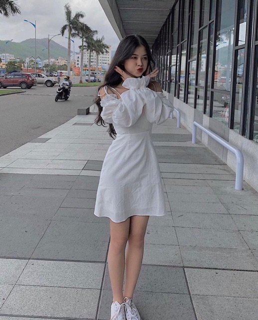 ✨Đầm Rớt Vai Tay Bo ( Có Đệm Ngực) | BigBuy360 - bigbuy360.vn