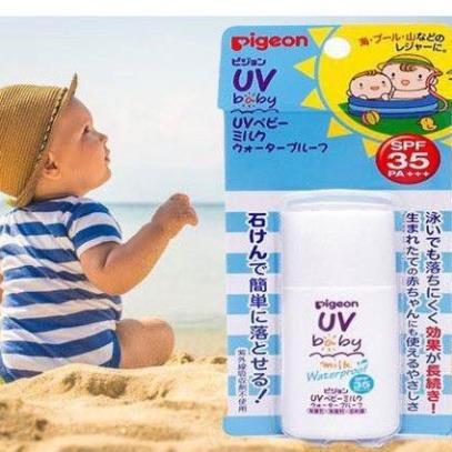 Kem chống nắng Pigeon cho bé từ 0 tháng dạng sữa SPF35PA+++ 30gCHÍNH HÃNG Giúp chăm sóc da bé luôn mềm mại, mượt mà