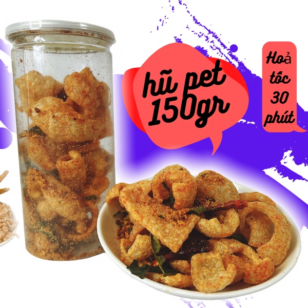 Da heo muối ớt 150gr - Hũ pet 930ml-  da sạch chế biến khép kín sạch- giòn ngon béo béo