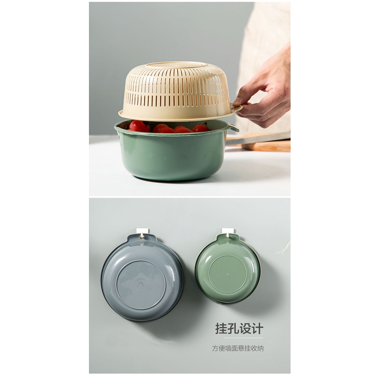 RỔ NHỰA 2 trong 1 - Rổ thông minh rửa rau hoa quả tiện ích 24*9cm chắc chắn