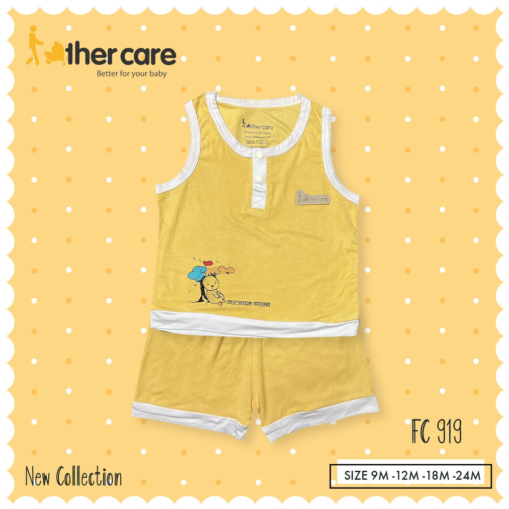 [Mã FARSBR242 giảm 15% đơn 99K] Bộ Quần áo FatherCare Ba lỗ Nẹp trụ - Gấu & Cây FC919