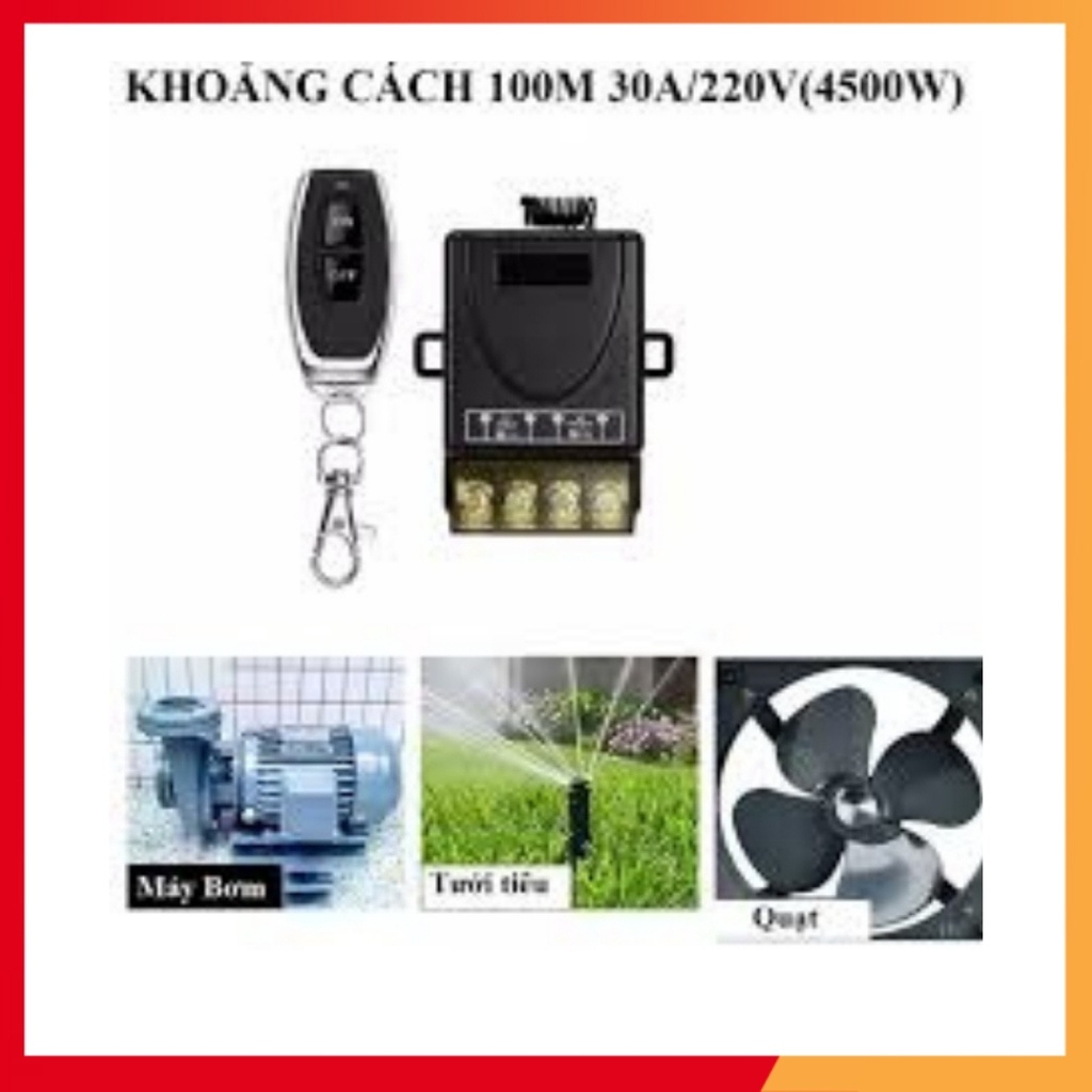 Công tắc điều khiển từ xa 100m/3000W/ 220V bật tắt các thiết bị điện , máy bơm nước, máy rửa xe , 2 tay khiển