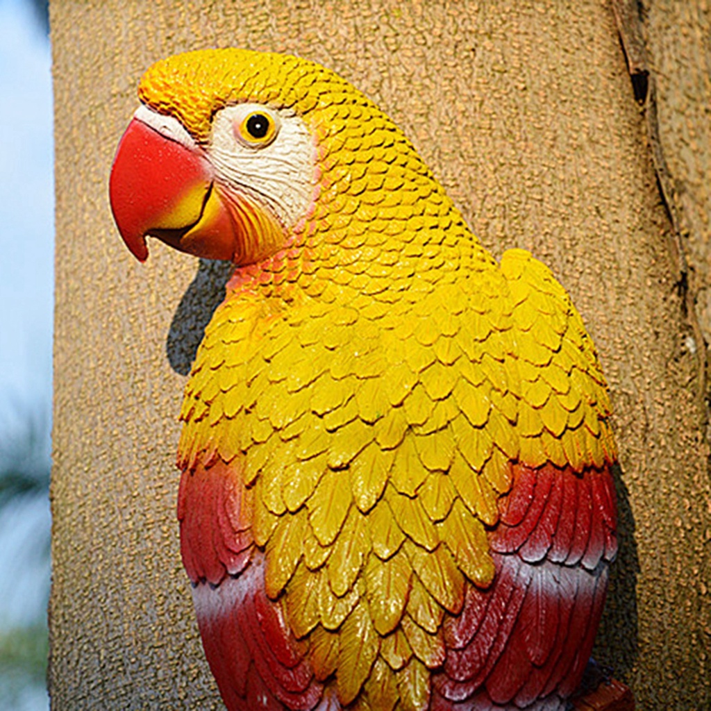 Mô hình chim vẹt bằng resin treo tường trang trí nhà ở/ sân vườn