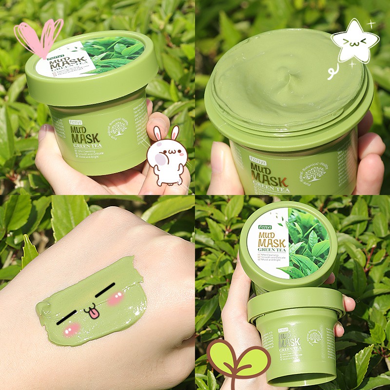 Fenyi Green Tea Face Mud Mask Reduce Acne Pores Blackheads Cleansing Oil Control 100g