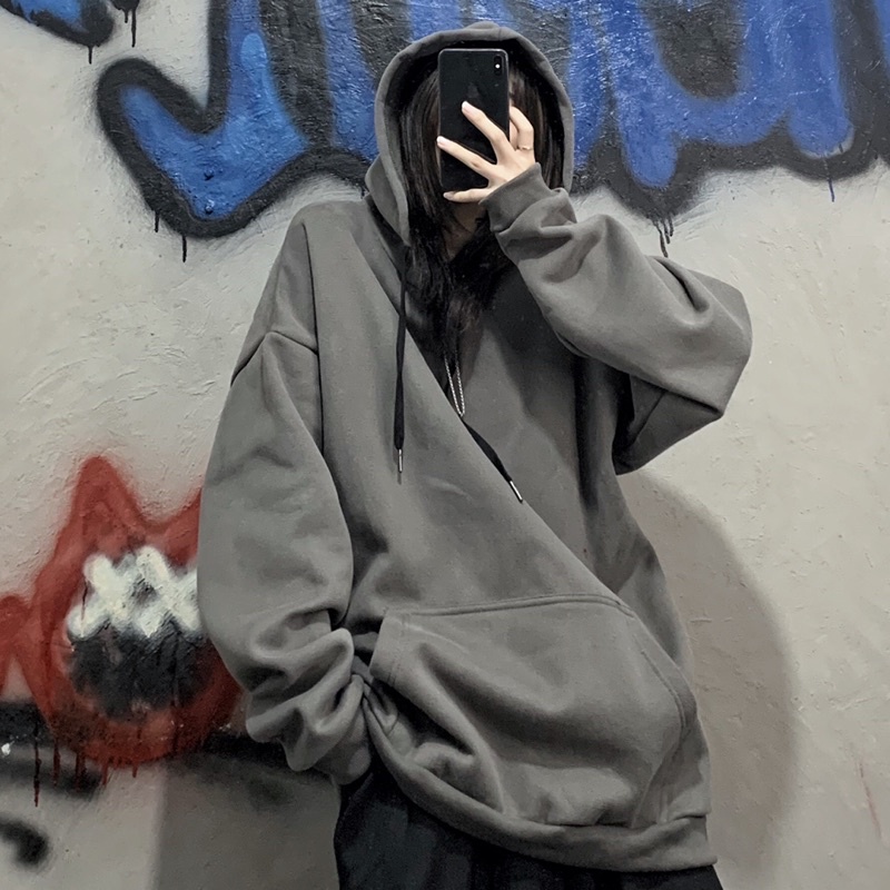 ÁO HOODIE XÁM TRƠN UNISEX NAM VÀ NỮ ( hình chụp thật )