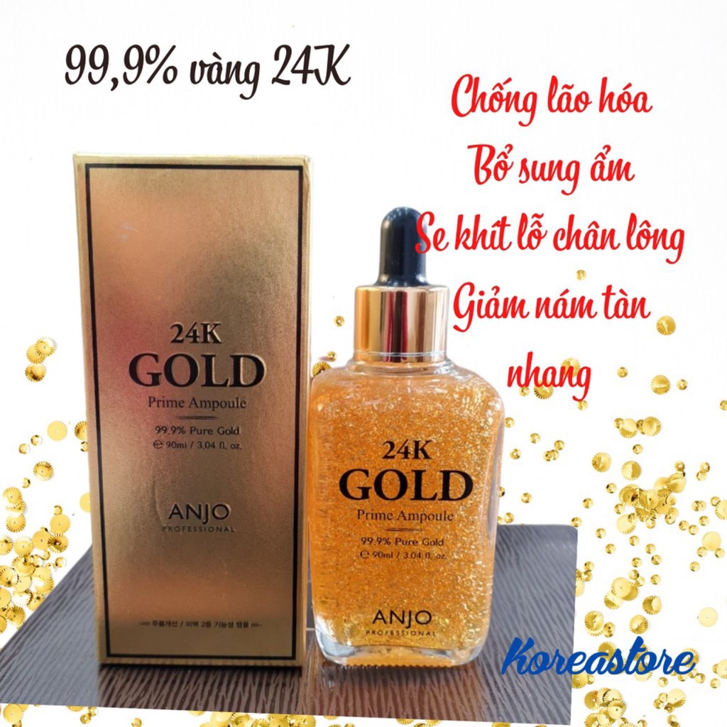 Tinh Chất serum  Dưỡng Trắng Da Chống Lão Hóa Vàng Anjo 24K Gold Prime Ampoule 90ML