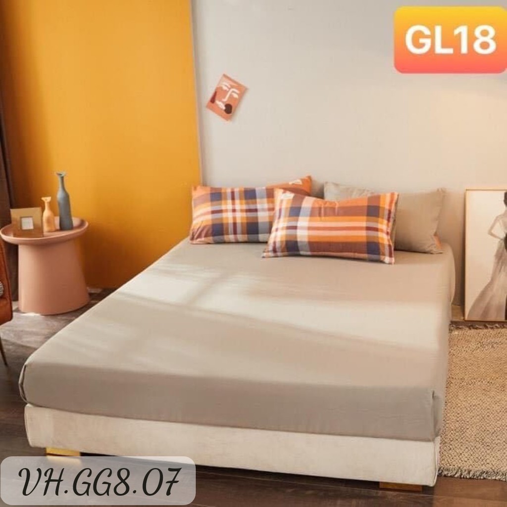 Bộ ga gối tici 3 món gối họa tiết kẻ