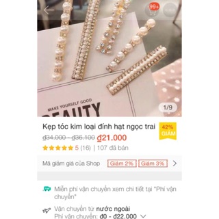 (CÓ SẴN) Kẹp tóc đính đá - hạt ngọc thanh dài