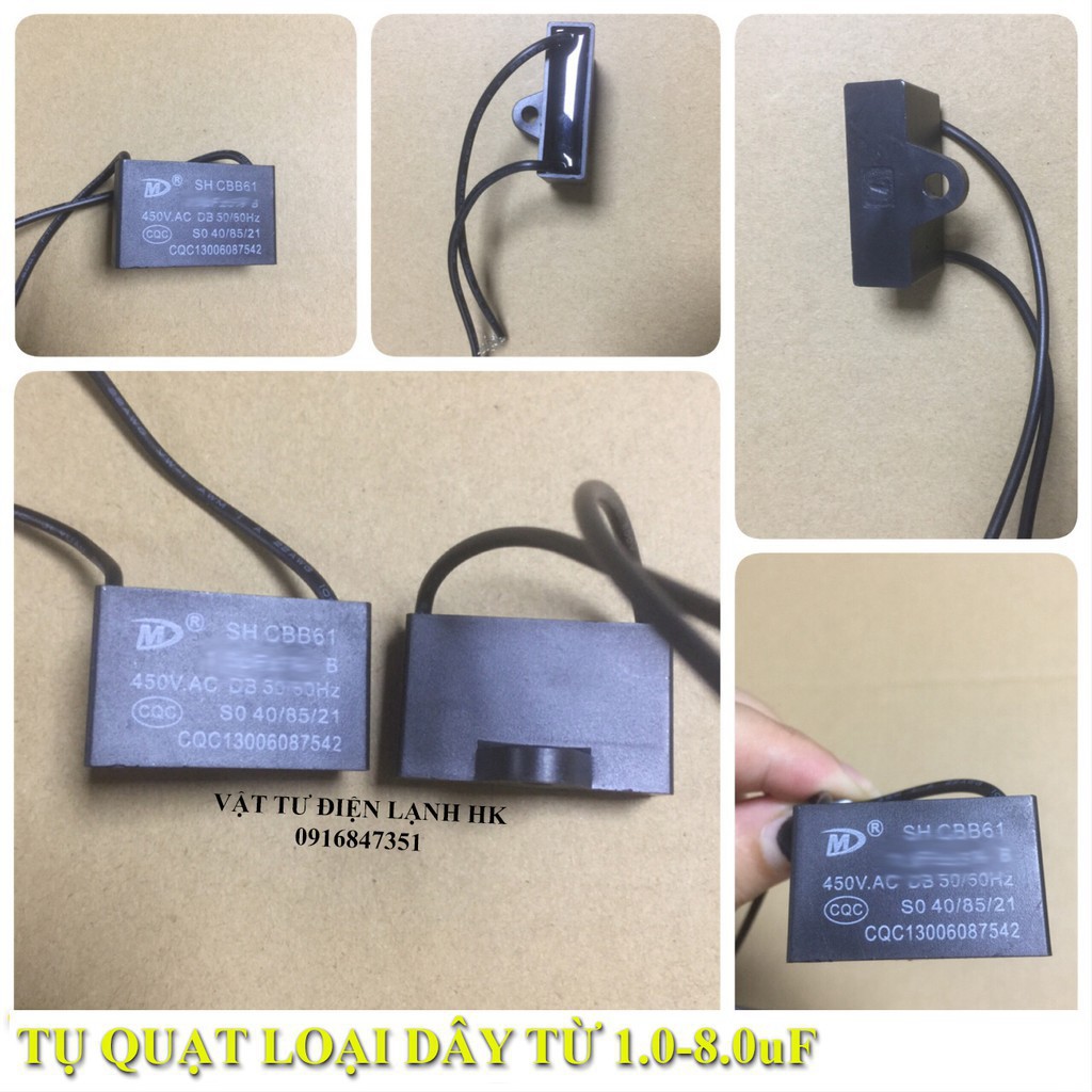 VER HSGD Capa Tụ quạt vuông điện dung 1.0 1.2 1.5 2.0 2.5 3.0 3.5 4.0 5.0 6.0 7.0 8.0 uF Caba cho quạt - máy bơm - quạt