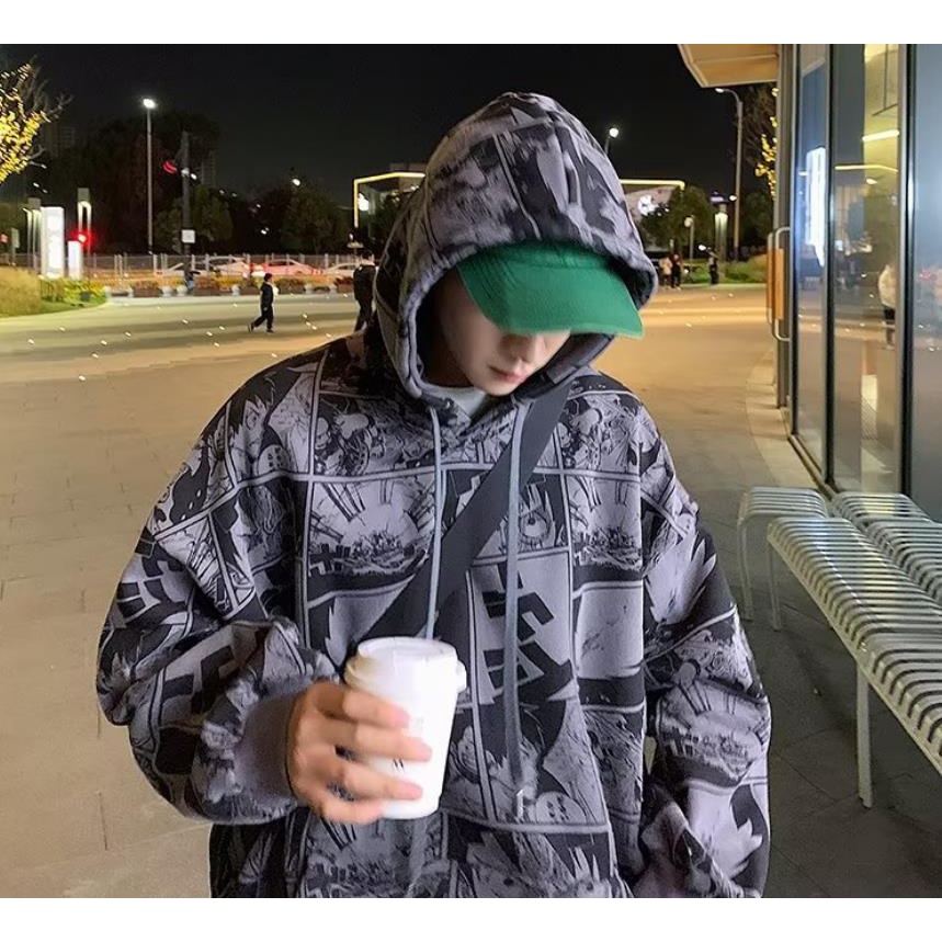 Áo Hoodie Nam oversize In Họa Tiết Hoạt Hình One Piece 2 Màu Size M-5XL