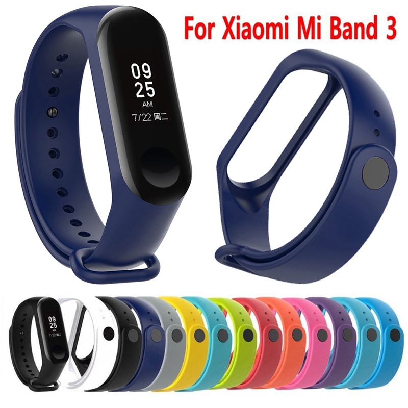 Phù Hợp Dây Đeo Thay Thế Chất Liệu Silicon Màu Trơn Cho Mi Band 3