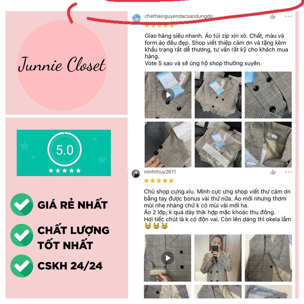 Áo blazer nữ Hàn Quốc có size thiết kế túi đứng sang trọng thanh lịch Junnie Closet | BigBuy360 - bigbuy360.vn