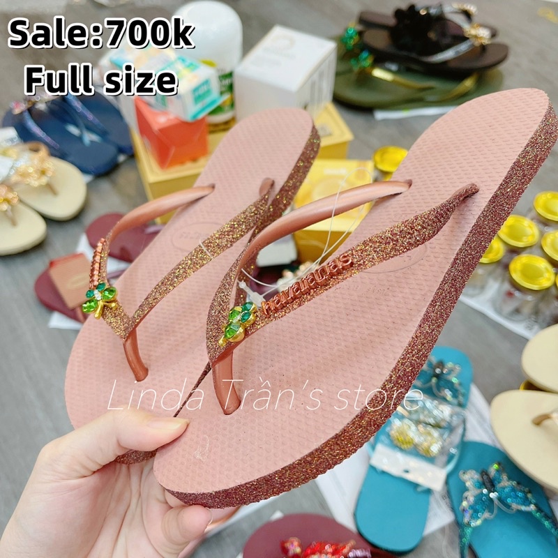 Dép HVN KIM TUYẾN VIỀN HỒNG + CHARM