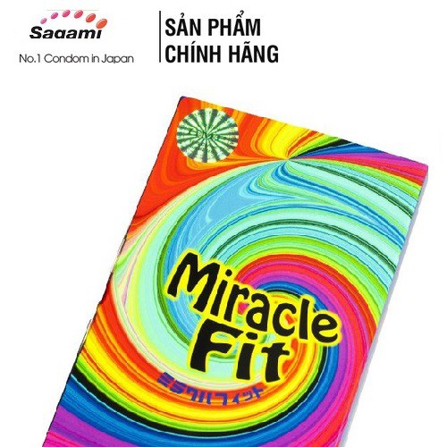 [CHÍNH HÃNG 100%] Bao Cao Su Sagami Miracle Fit hình 3D,(10 bao), Nhật Bản, Siêu mỏng_Lằn thắt 6 vòng_Độc đáo mới lạ