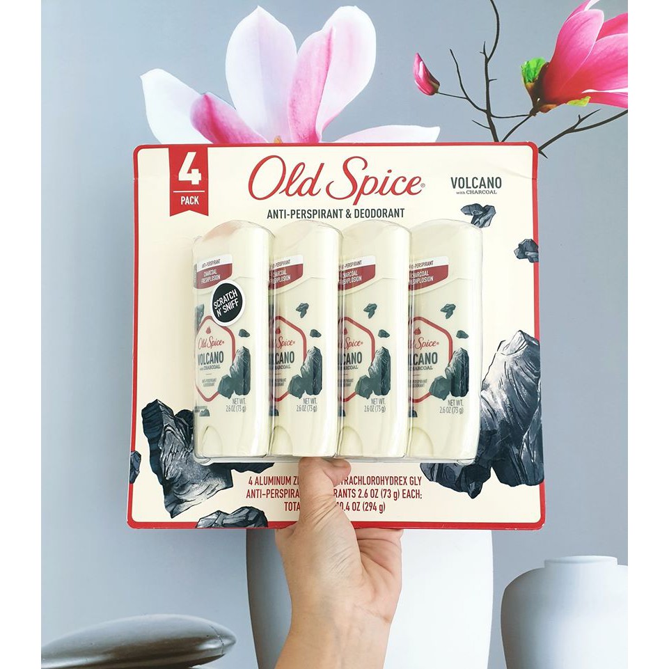 Lăn sáp Khử Mùi nam Old Spice Volcano With Charcoal 73g than hoạt tính - Mỹ