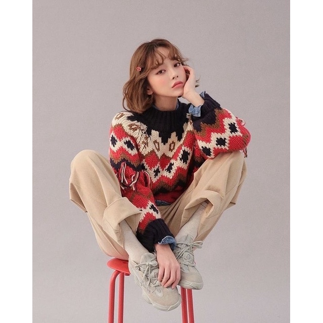 Áo len gile thổ cẩm mix Hàn (live) | BigBuy360 - bigbuy360.vn