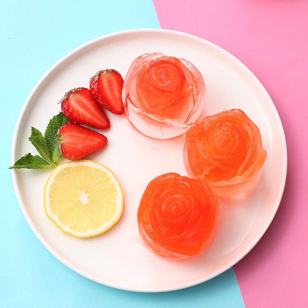 Khuôn silicon làm đá hình hoa hồng 3D có thể tái sử dụng tiện lợi