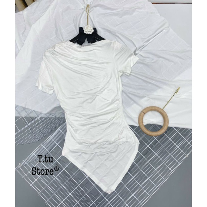 Áo nhún vạt đuôi cá tà trước dáng mới xinh