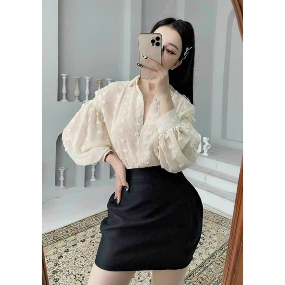 Áo sơ mi cục bông kèm áo lót (chất đẹp)