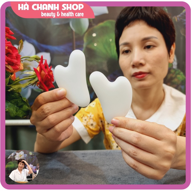 Miếng Cạo Massage Hình Tim Bằng Đá Trắng Đẹp Mát Xa Mặt Mắt Dụng Cụ Spa Dưỡng Sinh Chăm Sóc Da