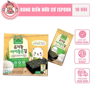 [ISPOON] Rong biển hữu cơ không dầu, không muối cho bé 8m+ (hộp nguyên 10 gói)