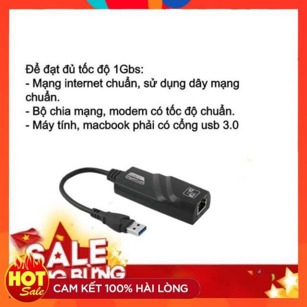 [Chính Hãng] Dây chuyển đổi  USB 3.0 sang lan-Đầu cáp chuyển đổi cổng USB 3.0 sang cổng mạng lan RJ45