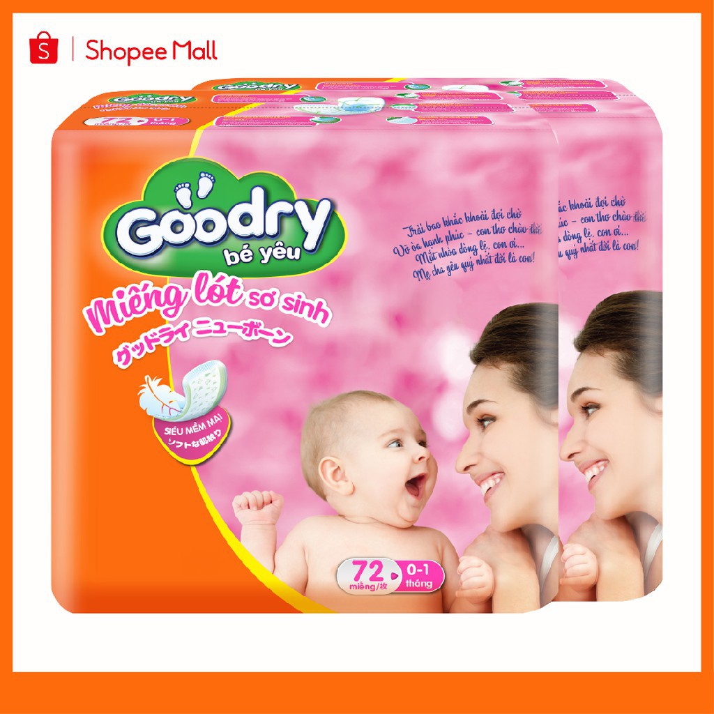 MẪU MỚI BAO BÌ NHẬT Combo 2 gói lót sơ sinh newborn goodry 72 cho bé  0-1