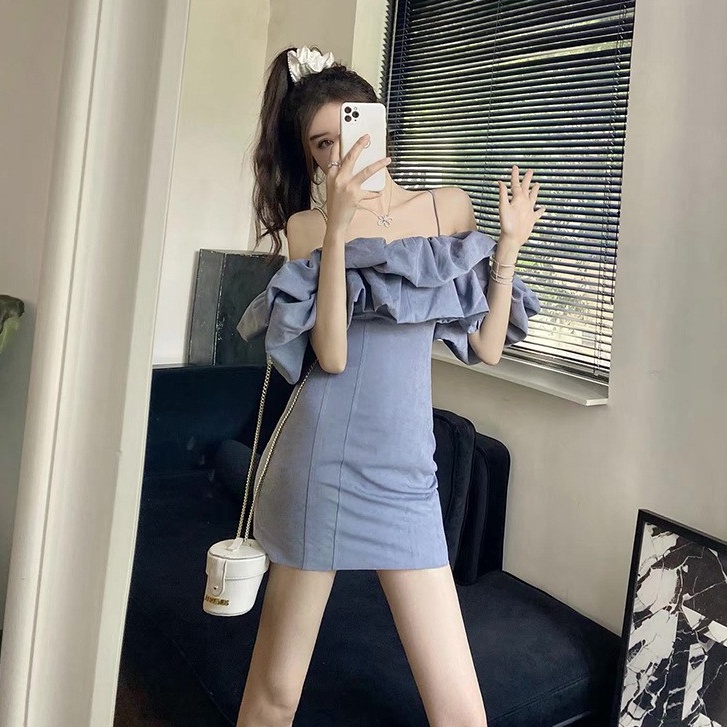 Đầm nữ dáng ôm trễ vai midi Emilyshop