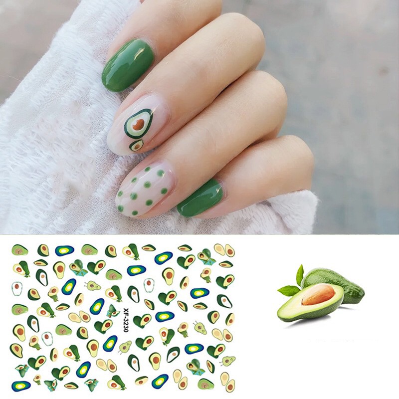 Sticker dán móng trái bơ 3D 0962