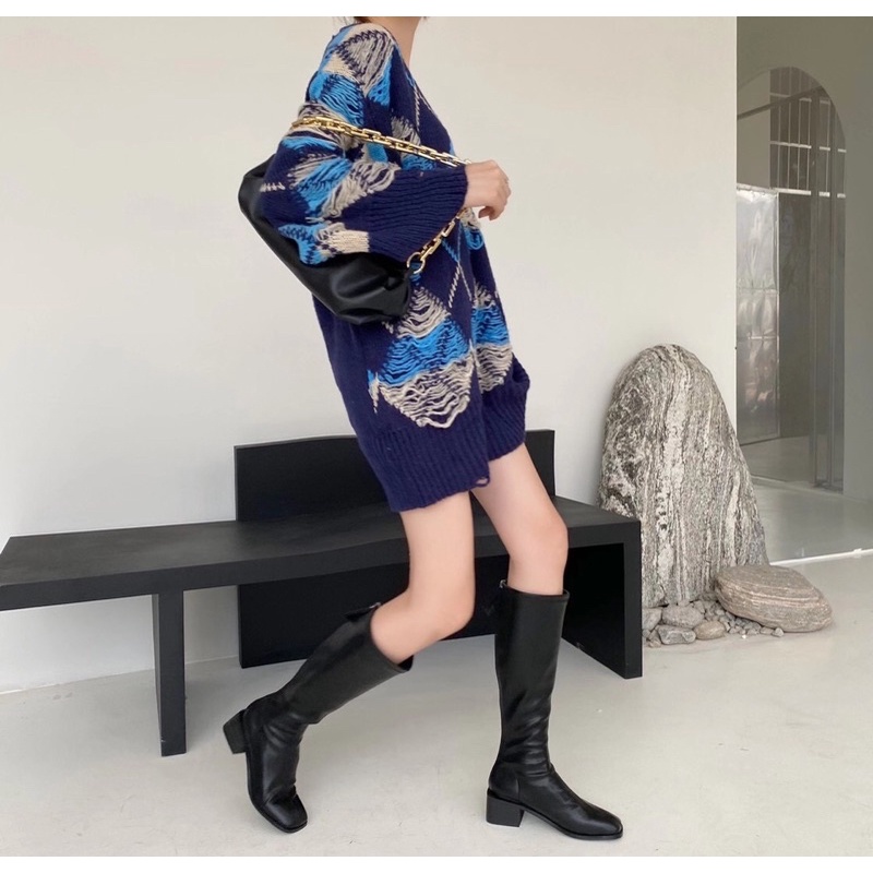 [ Ảnh thật ] Giày Boots cao cổ lót nhung da mềm ôm sát 666-6