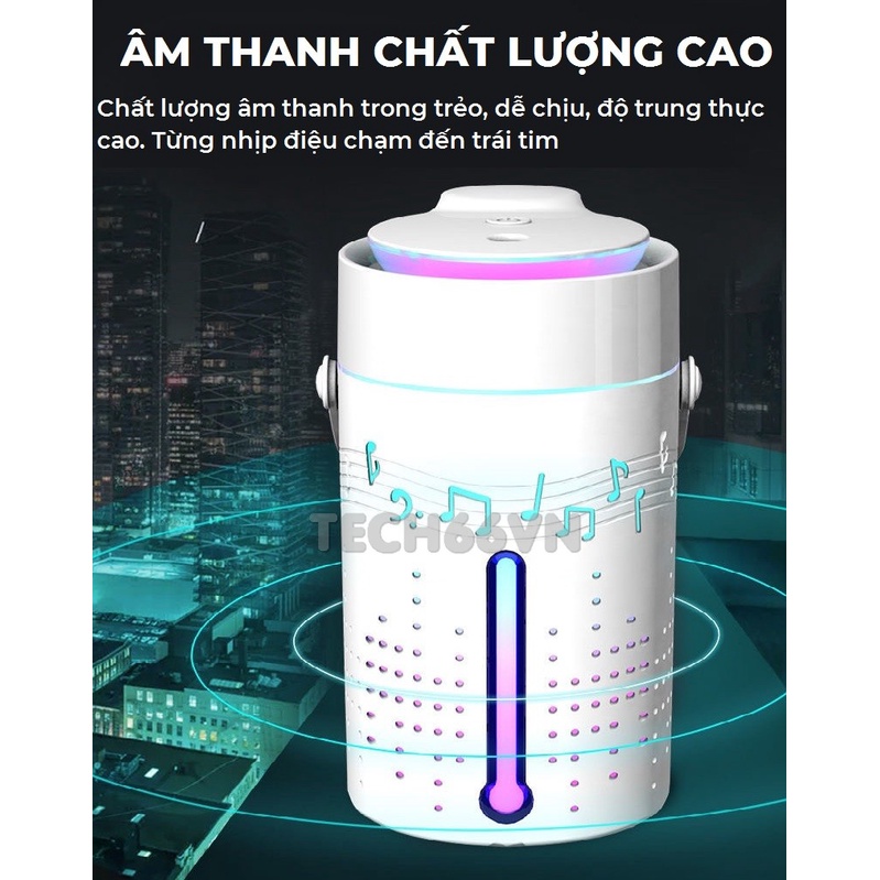 Máy phun sương tạo ẩm xông tinh dầu kiêm loa bluetooth không dây nghe nhạc đèn led nhiều màu – K1