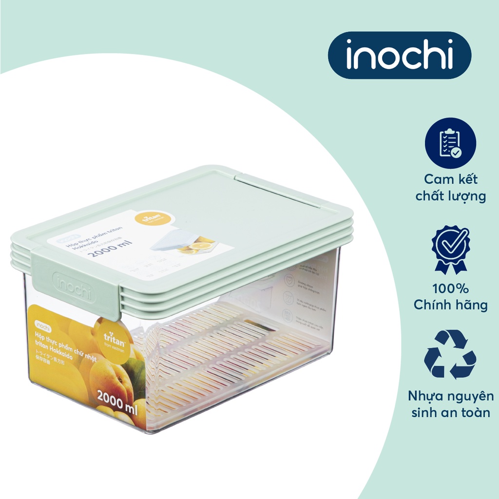 Bộ 2 hộp thực phẩm tritan chữ nhật Inochi- Hokaido 1000-2000ml