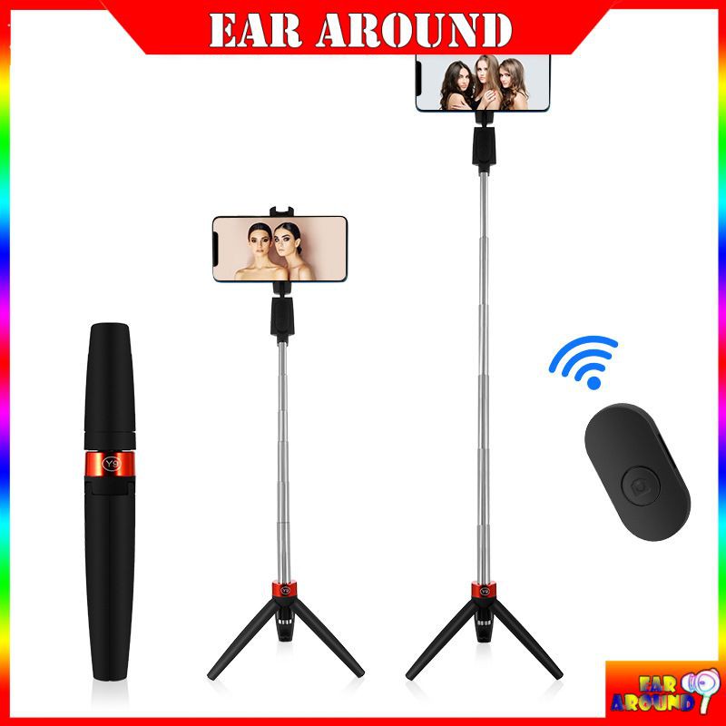 【In stock】 3 In 1 Selfie Stick With Tripod Wireless Bluetooth Mobile Phone Holder For iPhone Huawei Samsung ear around
