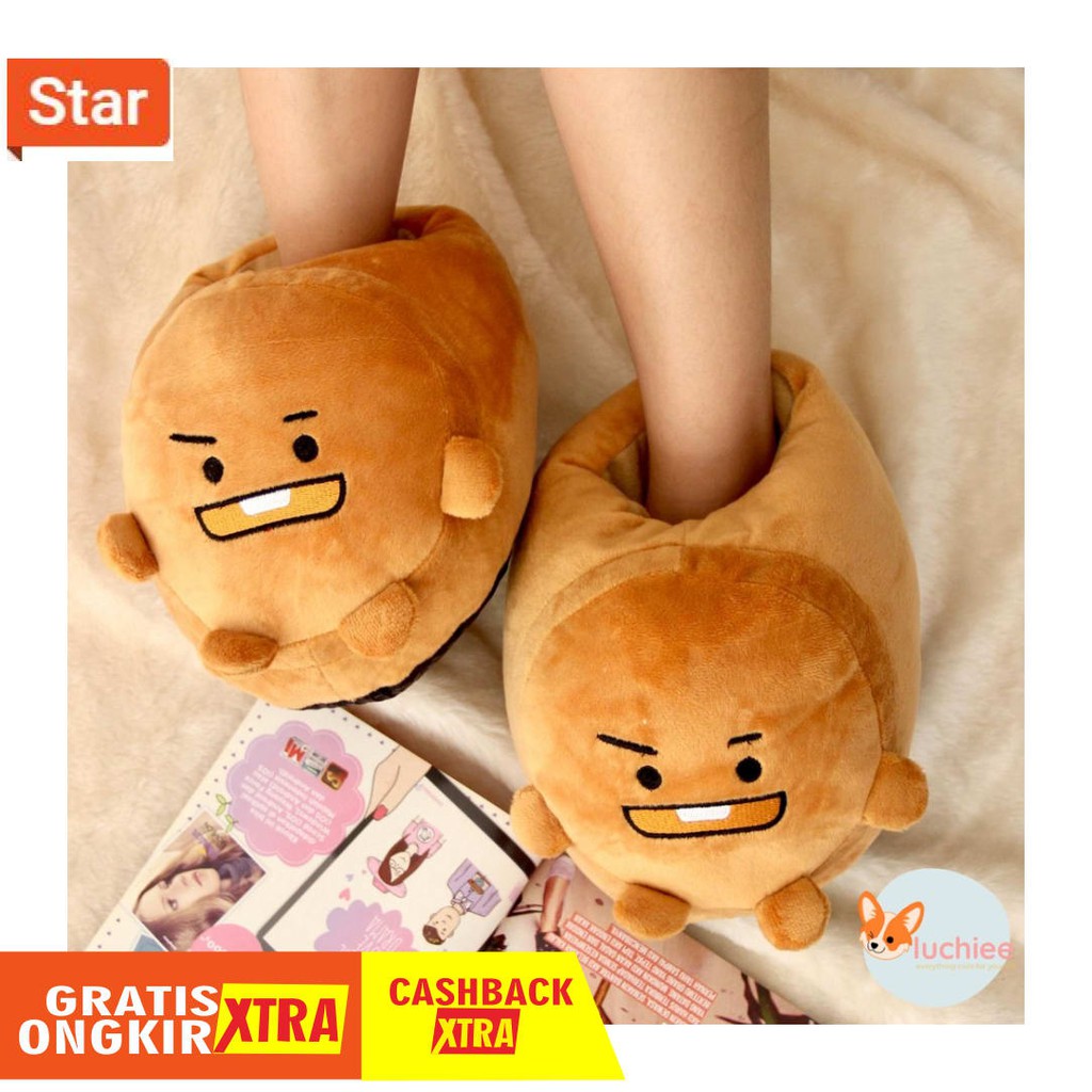 Dép Bông Đi Trong Nhà Chống Trượt Hình Bt21 Dễ Thương