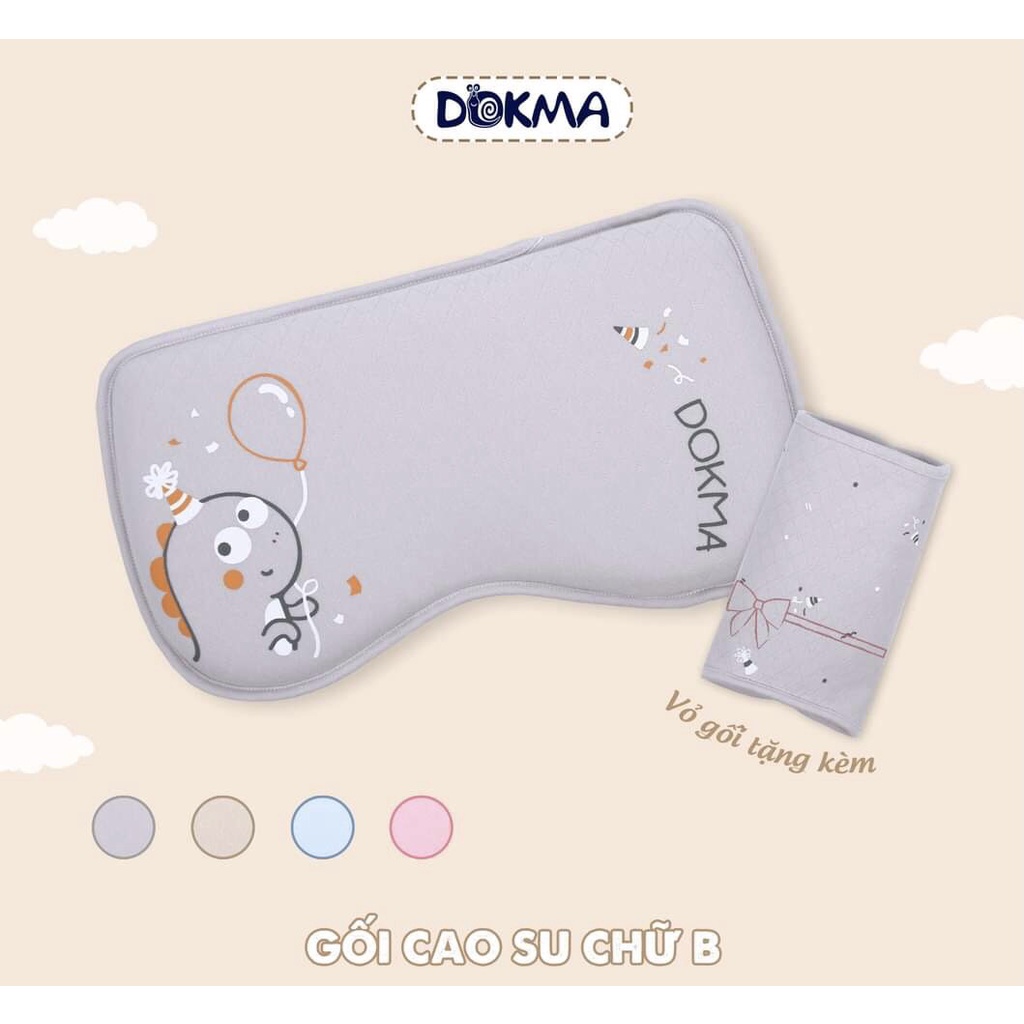 Gối Cao Su Non thiên nhiên cao cấp Dokma hình dáng chữ B thích hợp cho bé sơ sinh Hàng Chính Hãng