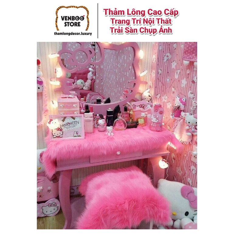 1m x 1m6 Thảm Lông Trải Bàn Trang Điểm Decor Phòng Ngủ | Thảm Lông Chụp Ảnh Decor Shop | Hồng Babie 5cm