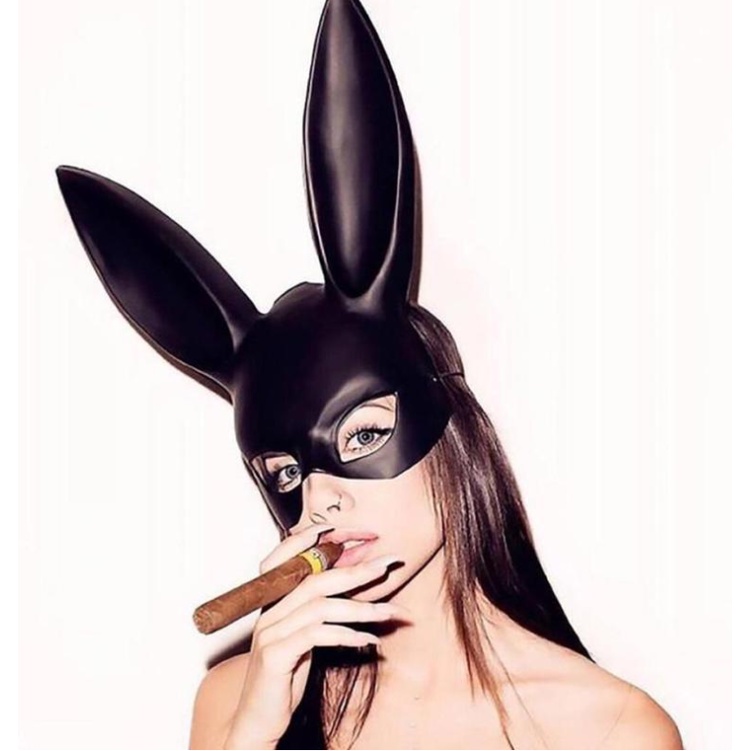 Mặt nạ thỏ bunny sexy đen bóng, mặt nạ hóa trang halloween play boy
