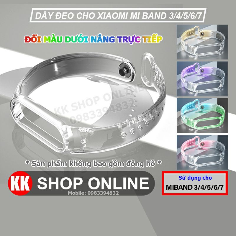 Dây đeo miband trong đổi màu khi ra nắng thay thế cho Xiaomi Miband 3 4 5 6 7