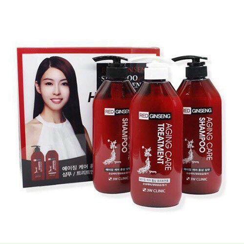 Dầu Gội 1 Dầu Xả Tinh Chất Nhân Sâm Đỏ 3W Clinic Red Ginseng Shampoo (500 ml/chai)