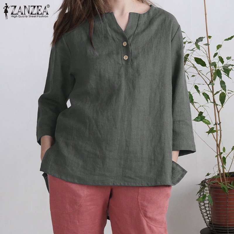 Zanzea Áo Nữ Tay 3 / 4 Cổ Chữ V Phong Cách Châu Âu