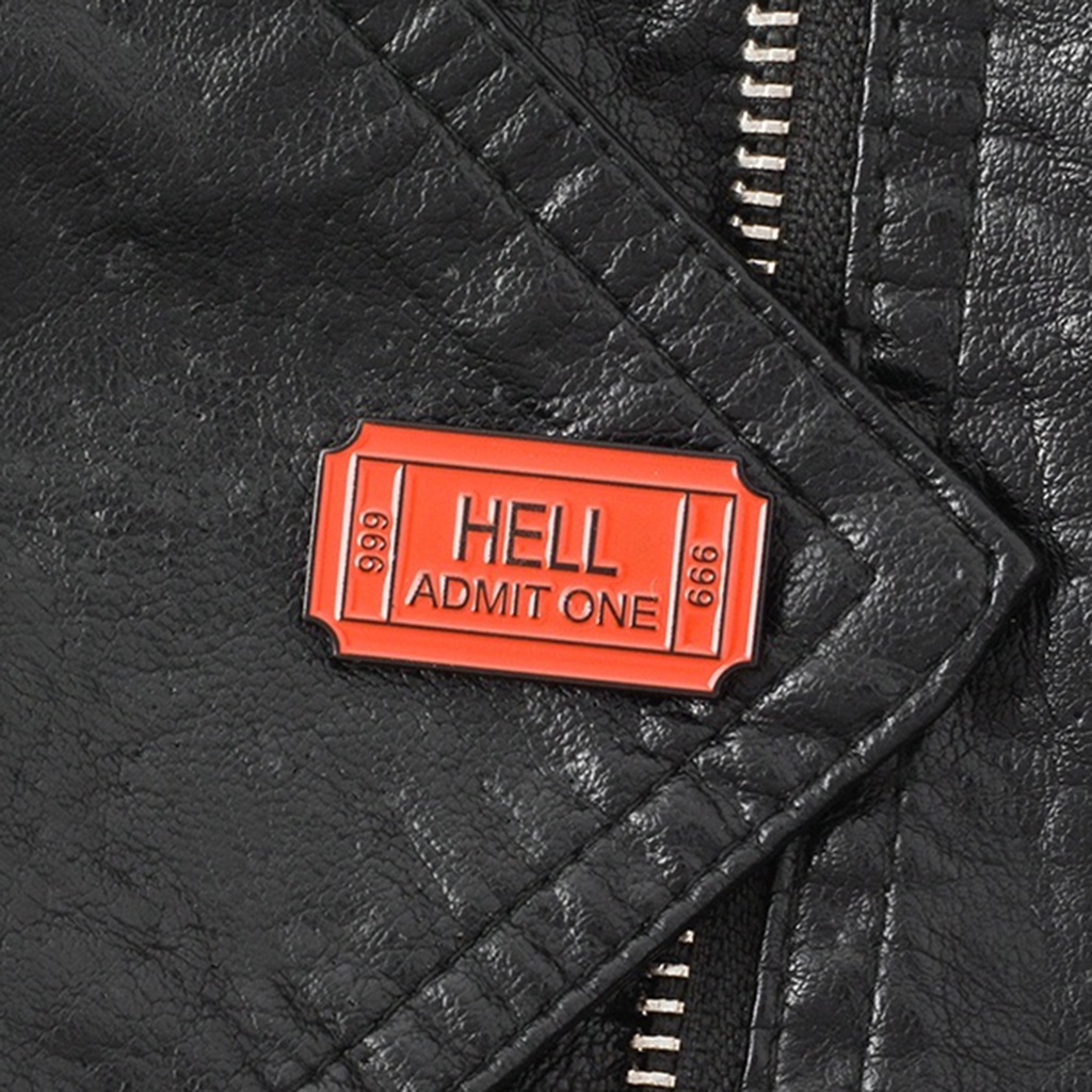 YOML✔English Letter Hell Admit One Badge Metal Brooch Pin Clothes Scarf Jewelry Decor
