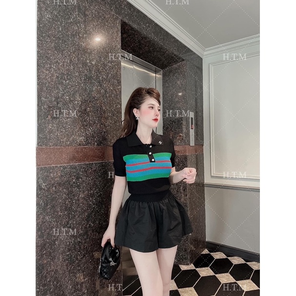 Áo len mongtoghi polo pha kẻ siêu xinh