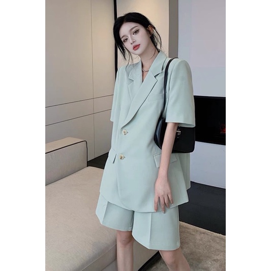 Set áo blazer quần đùi suông mẫu mới 2021