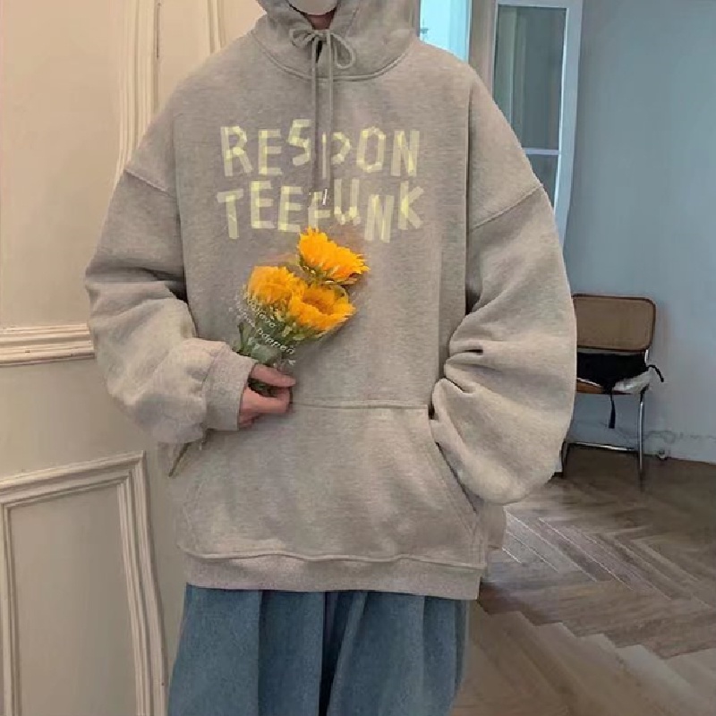 Áo hoodie Thể Thao Dáng Rộng In Chữ Phong Cách Hip Hop Đường Phố Hàn Quốc Thời Trang Mùa Đông Cho Nam [M-5XL]