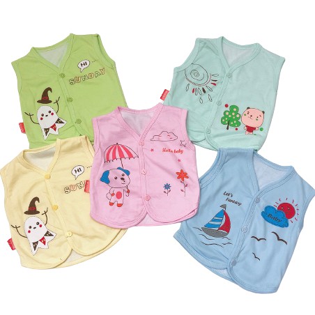 Áo Gile cotton 2 lớp cho bé 3-8kg